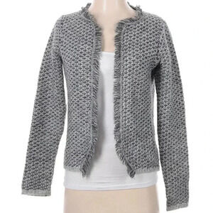 Cocogio Italian Wool Mohair Cardigan Gray & Black Knit Sweater Size Small S